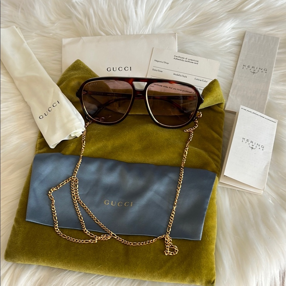 Gucci tortoise shell Sunglasses Aviator Style - Picture 3 of 17